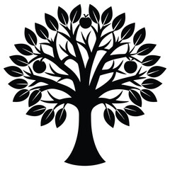 Fototapeta premium Abstract vector illustration of a tree with leaves in a natural design,