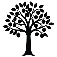 Obraz premium Abstract vector illustration of a tree with leaves in a natural design,