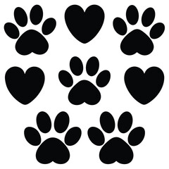 Fototapeta premium Paw print heart pattern design with love and animal footprints.