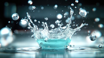 Water splash, aqua, teal, droplets, impact