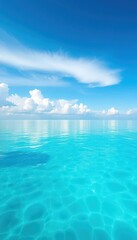 Obraz premium Elegant turquoise water scene, calm surface reflecting sky, horizon, blue