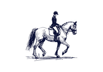 Equestrian hand drawn sketch vector illustration