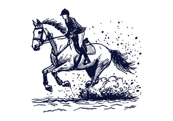 Equestrian hand drawn sketch vector illustration