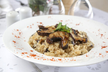 Creamy Parmesan Gourmet Mushroom Risotto. Perfect gluten free Italian meal option.