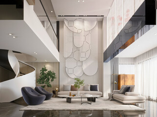 3d render of luxury home living room