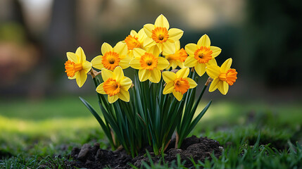 Fototapeta premium Daffodils welcome spring with their freshness and vitality.