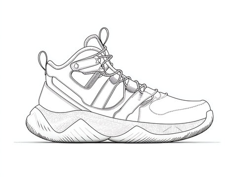 black and white sneaker design, side view clip art preview