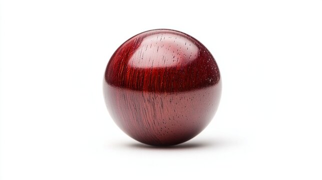 Polished dark red wooden sphere on white. (1)