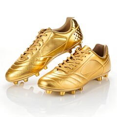 Pair of Golden Football Boots – Isolated on White Background