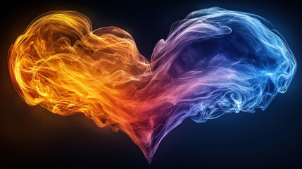 Fiery and Icy Heart: A Digital Artwork of Contrasting Elements