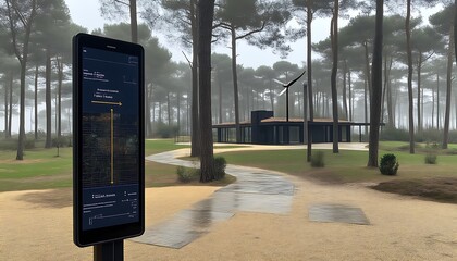 Interactive Golf Course Display in Misty Forest.
