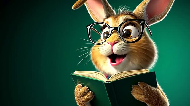 Adorable Bunny Rabbit Reading a Book