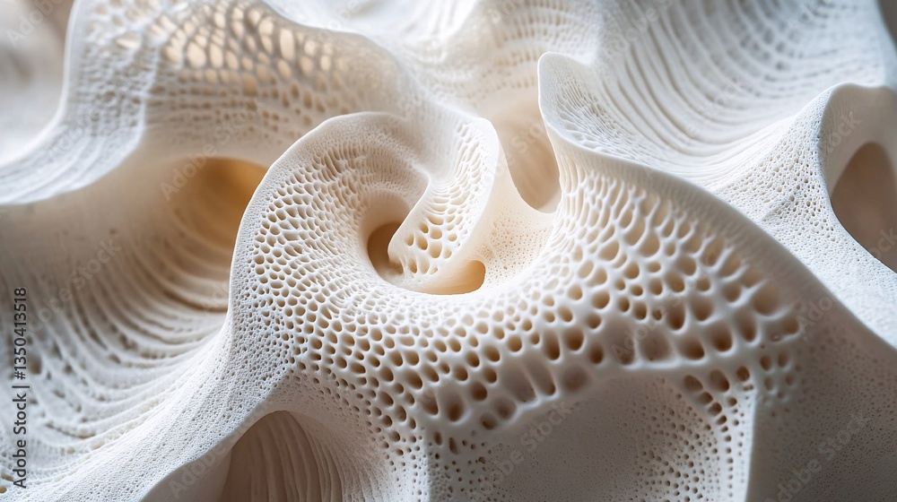 Fototapete abstract organic structure complex interwoven layers seamless futuristic pattern design in white
