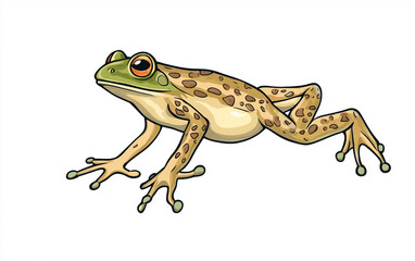 Fototapeta premium Playful Jumping Frog Illustration Isolated on White Background.