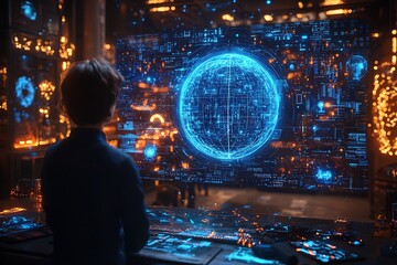 Youth observes global data visualization