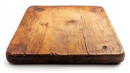 Fototapeta premium Rustic Wooden Cutting Board on White Background for Culinary Use, Perfect for Food Preparation, Cooking, and Serving, Ideal for Chefs and Home Cooks, Enhancing Kitchen Aesthetics