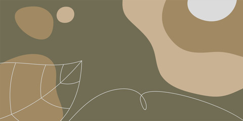 hand drawn aesthetic abstract background, leaf and wave pattern. design for banner, poster, social media.