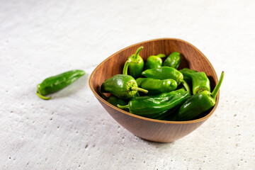 Fresh green Spanish Pimientos de Padron pepper