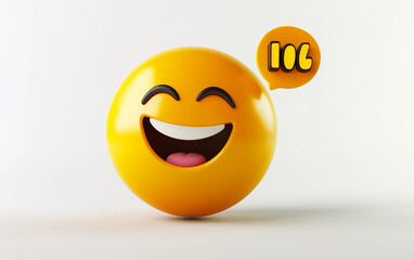 Fototapeta premium Happy Emoji with a Speech Bubble Saying 