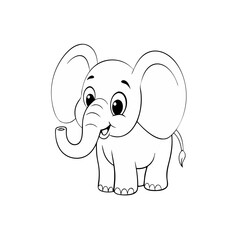 Fototapeta premium a cute cartoon elephant, with big ears and a smiling face, standing happily vector illustration