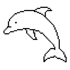 Fototapeta premium A digital illustration of a dolphin in pixel art style