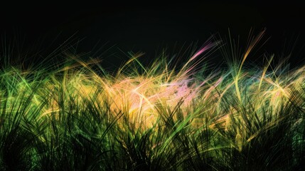 A digitally generated image of grass growing with digital effects.