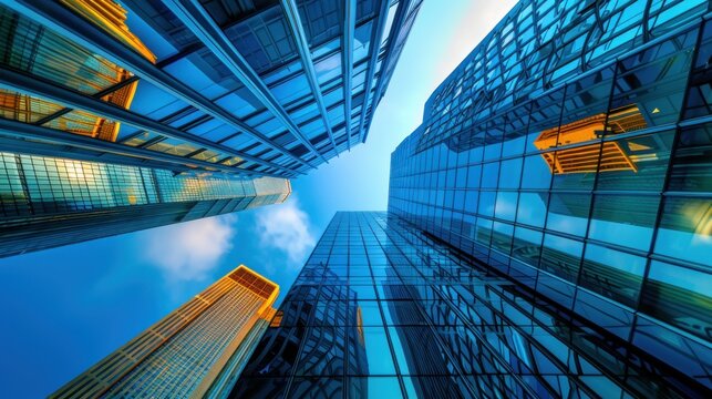 A digitally generated three-dimensional cityscape with buildings in perspective.