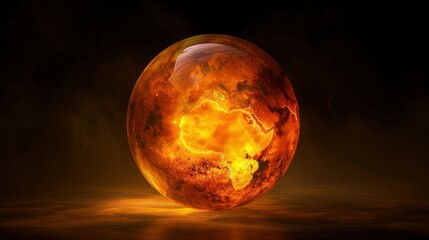 A digitally generated glowing sphere floating in a dark space.