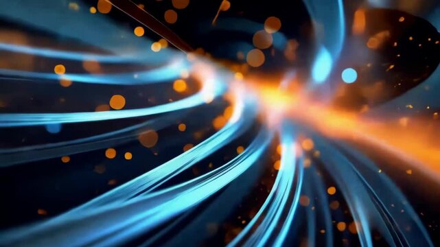 The vibrant blue and orange light signifies the essence of advanced technology, showcasing dynamic strategies and groundbreaking innovations in a captivating and dazzling display that draws attention