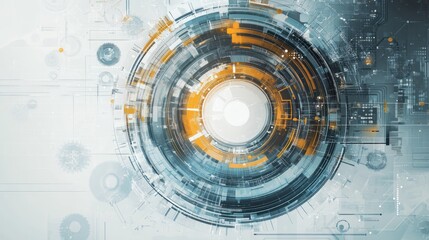 Obraz premium Abstract concentric circles, futuristic technology background. Possible use Stock photo for website banner, tech product advertisement