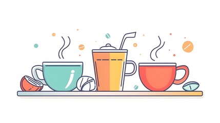 Minimalist Coffee Break Concept Banner Design with Modern Line Style for Professional Use