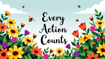 Colorful flowers bees Every Action Counts