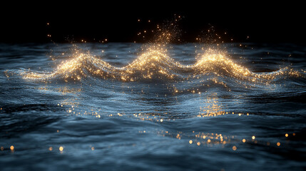 A vibrant glowing wave flows through abstract particles, symbolizing the essence of change and expansion, representing dynamic movement and growth in a modern, evolving world.

