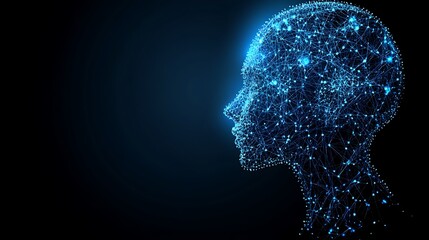 Obraz premium A digital depiction of a human head with glowing connections