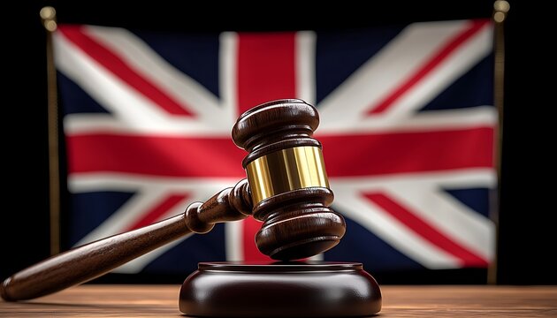 UK Justice Gavel & Flag