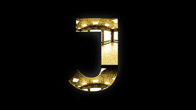 I letter golden glitters flow shine animation video