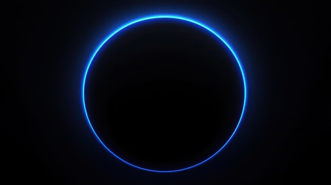 Crafting a cosmic illusion with a glowing blue halo against a deep black void, evoking a sense of mystery and technological wonder in a captivating symmetrical layout