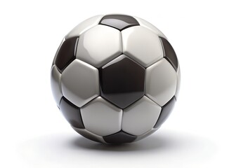 Fototapeta premium Soccer Ball: A classic soccer ball sits isolated, its black and white pentagons and hexagons gleaming, poised for action and embodying the essence of sports.