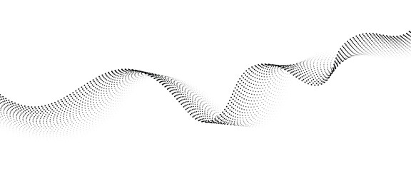 Flowing Dot Wave halftone gradient pattern on transparent background	
