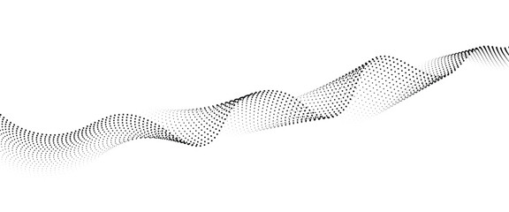 Flowing Dot Wave halftone gradient pattern on transparent background	
