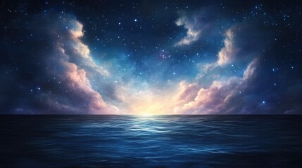 Starlit ocean sunrise