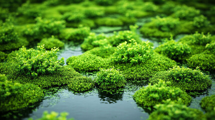 
Aerial view highlighting the intricate features of a sphagnum bog, capturing the unique vegetation and waterlogged terrain, symbolizing nature’s resilience and ecological balance.

