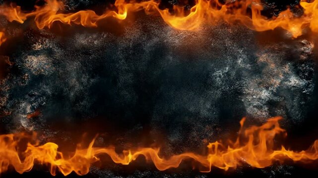 Visual representation of fire and smoke effect with a dark background, highlighting a dramatic and intense atmosphere