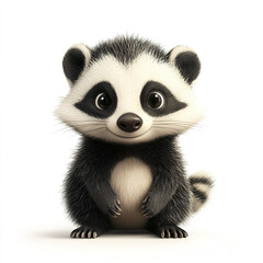 Fototapeta premium cute cartoon badger with fluffy striped face