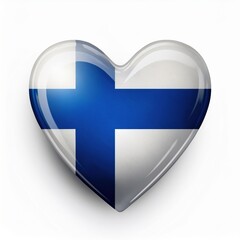 Obraz premium Finland heart shape with flag colors symbolizes finnish national love