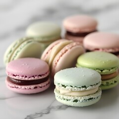 Obraz premium Pastel Macarons Collection, Delicate French Pastries