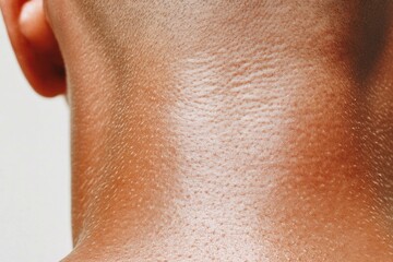 Fototapeta premium Close up of a model s neck showcasing smooth skin texture, highlighting beauty and skincare, ideal for health and wellness marketing