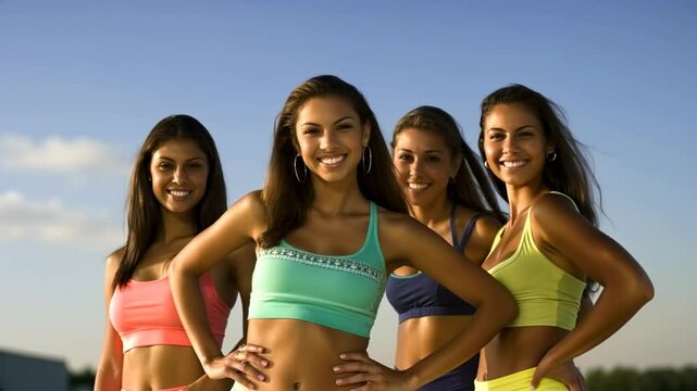 Young attractive women posing at the beach