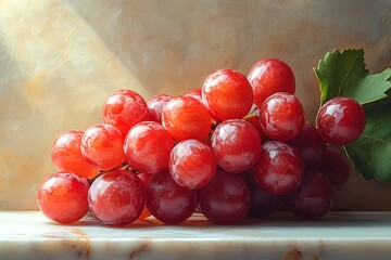 A juicy bunch of red grapes sitting elegantly on clean white.