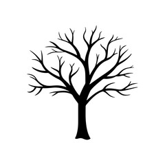 Single dead tree silhouette vector flat illustration design.